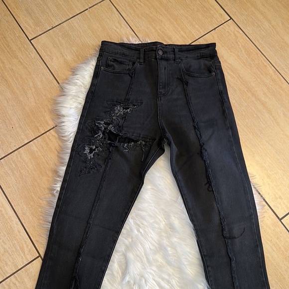 Val  Kristopher Eroded Denim Black Destroyed Jeans - Picture 6 of 11